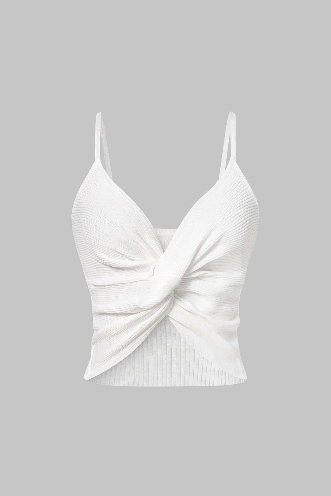Knit V-Neck Twist Knot Cami Top