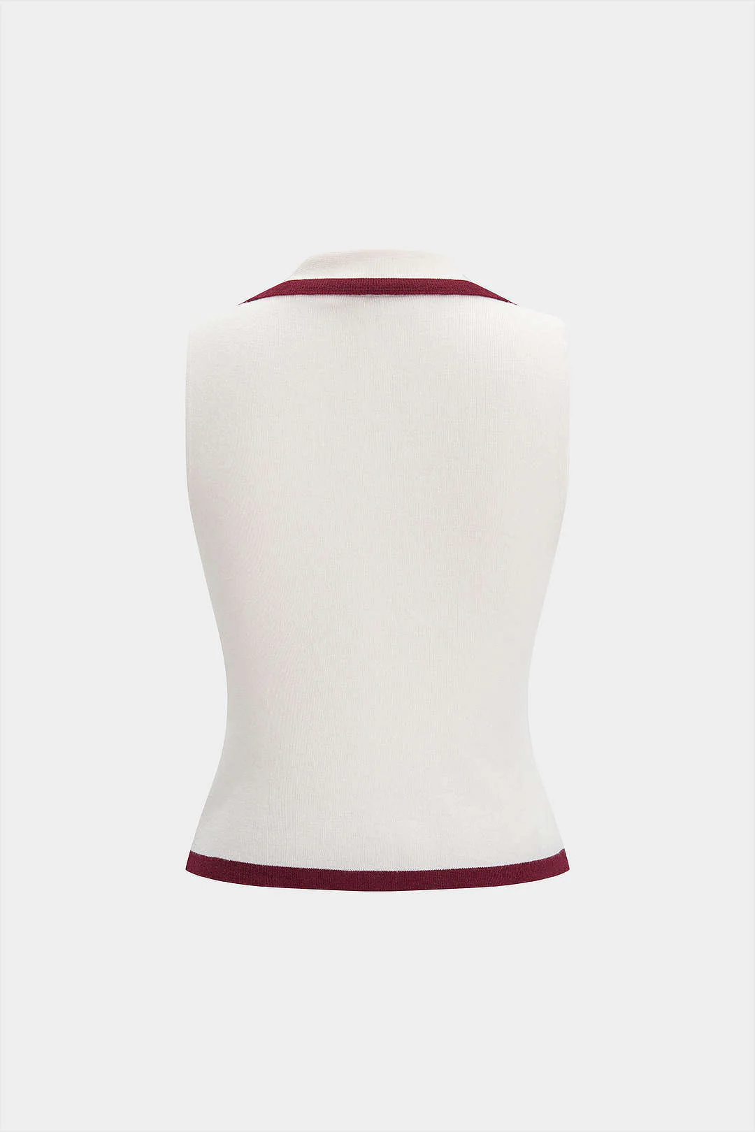Knit Contrast Button Tank Top - Image 3