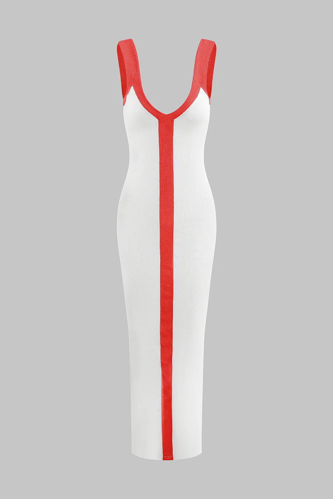 Colorblock V-neck Ribbed Split Maxi Dress - Image 10