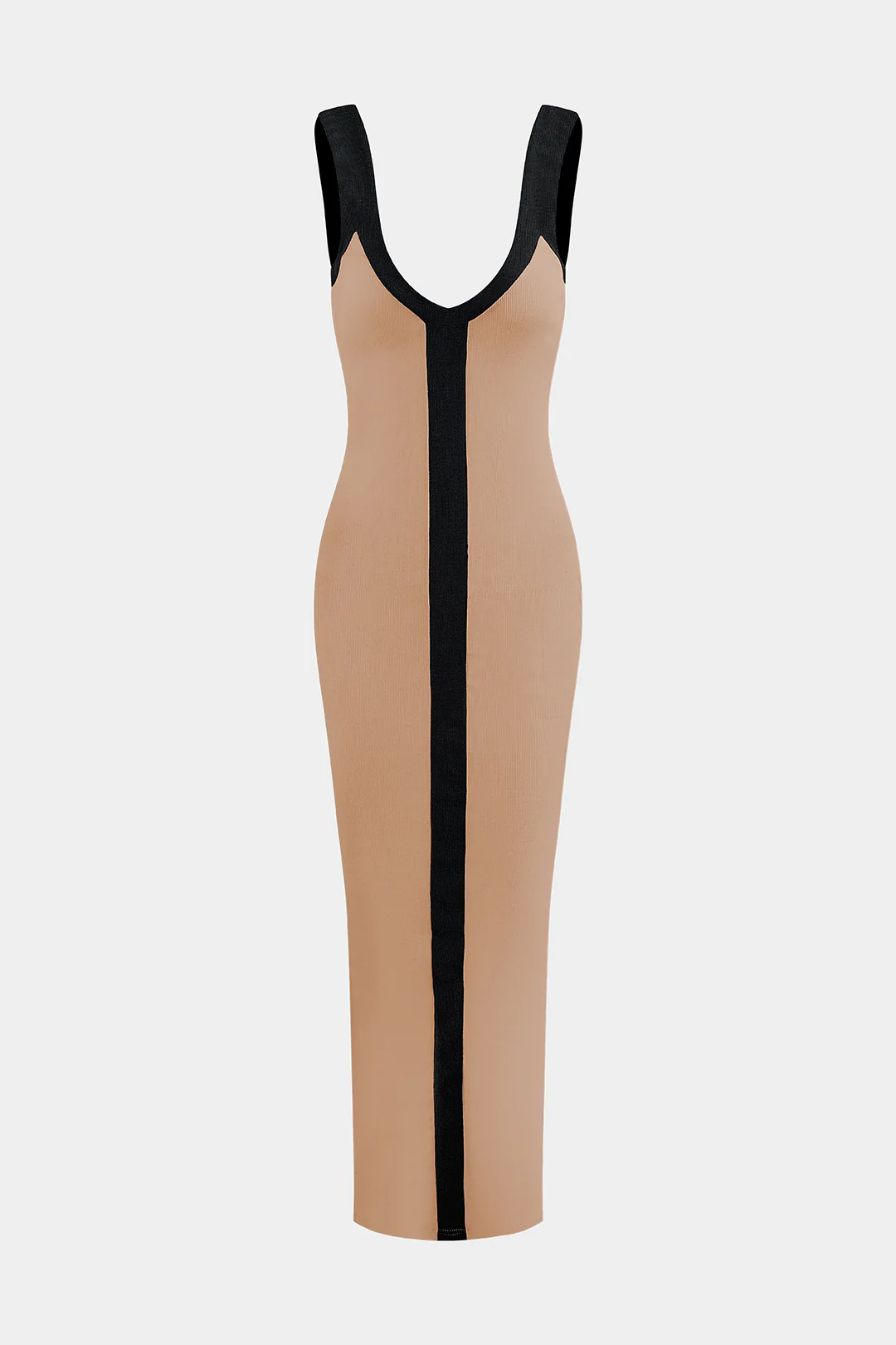 Colorblock V-neck Ribbed Split Maxi Dress - Image 12