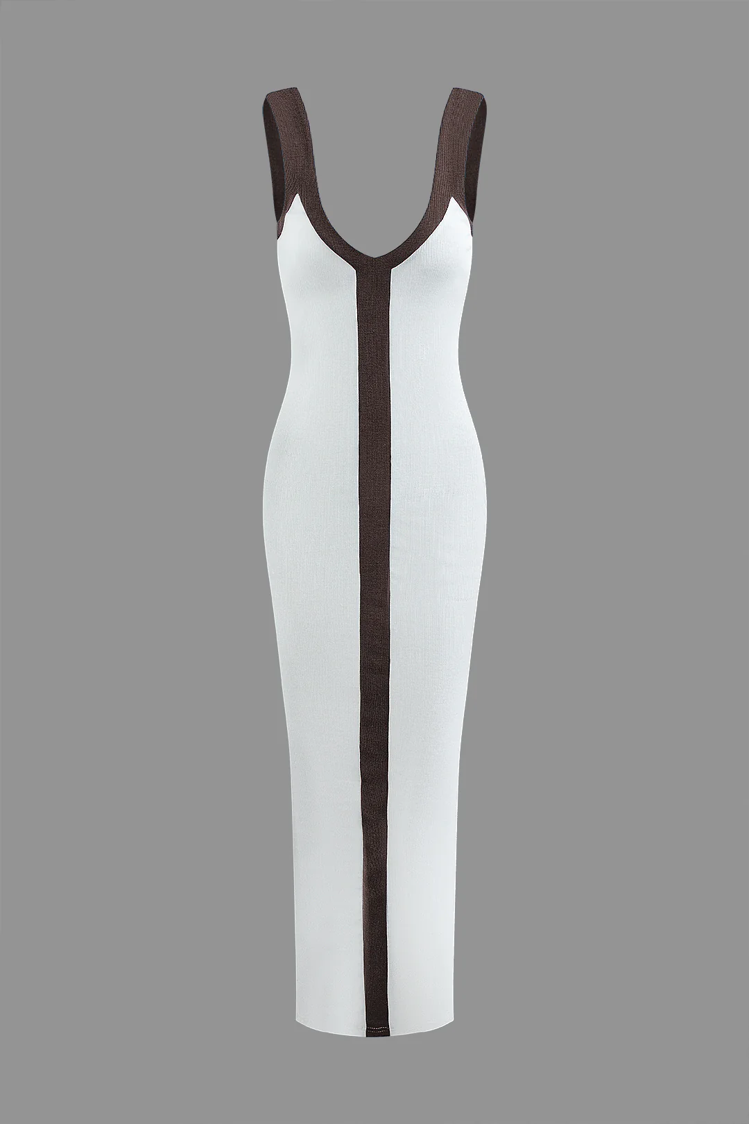 Colorblock V-neck Ribbed Split Maxi Dress - Image 13