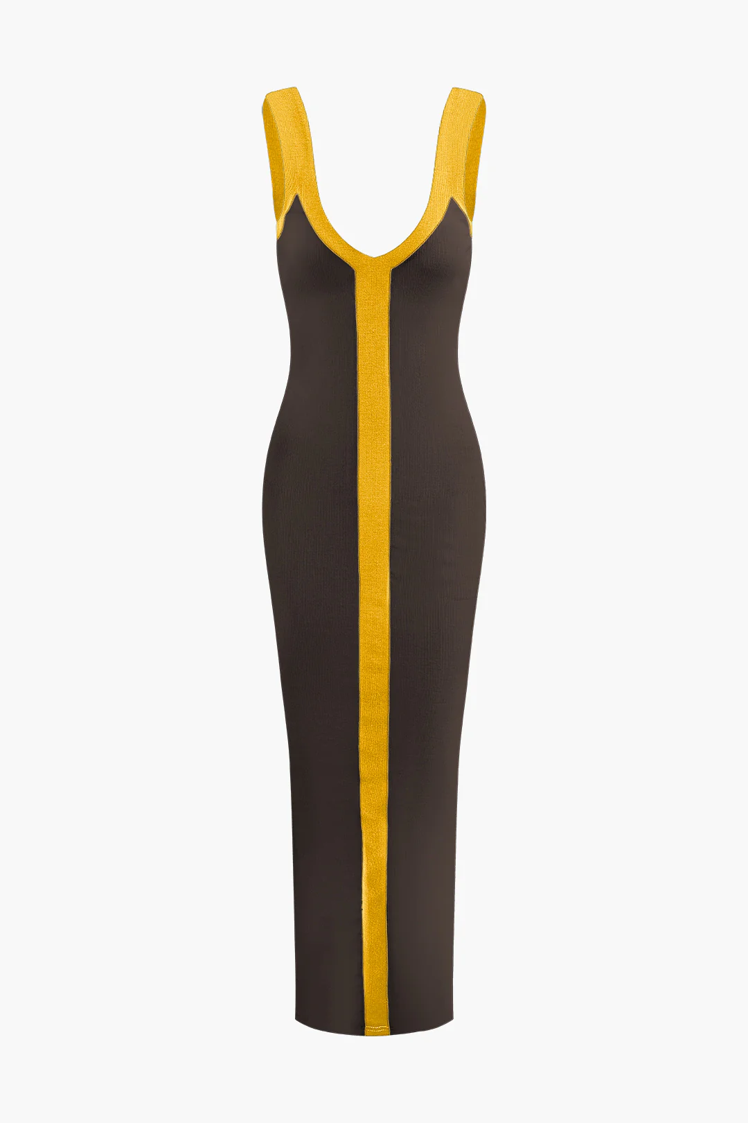 Colorblock V-neck Ribbed Split Maxi Dress - Image 14