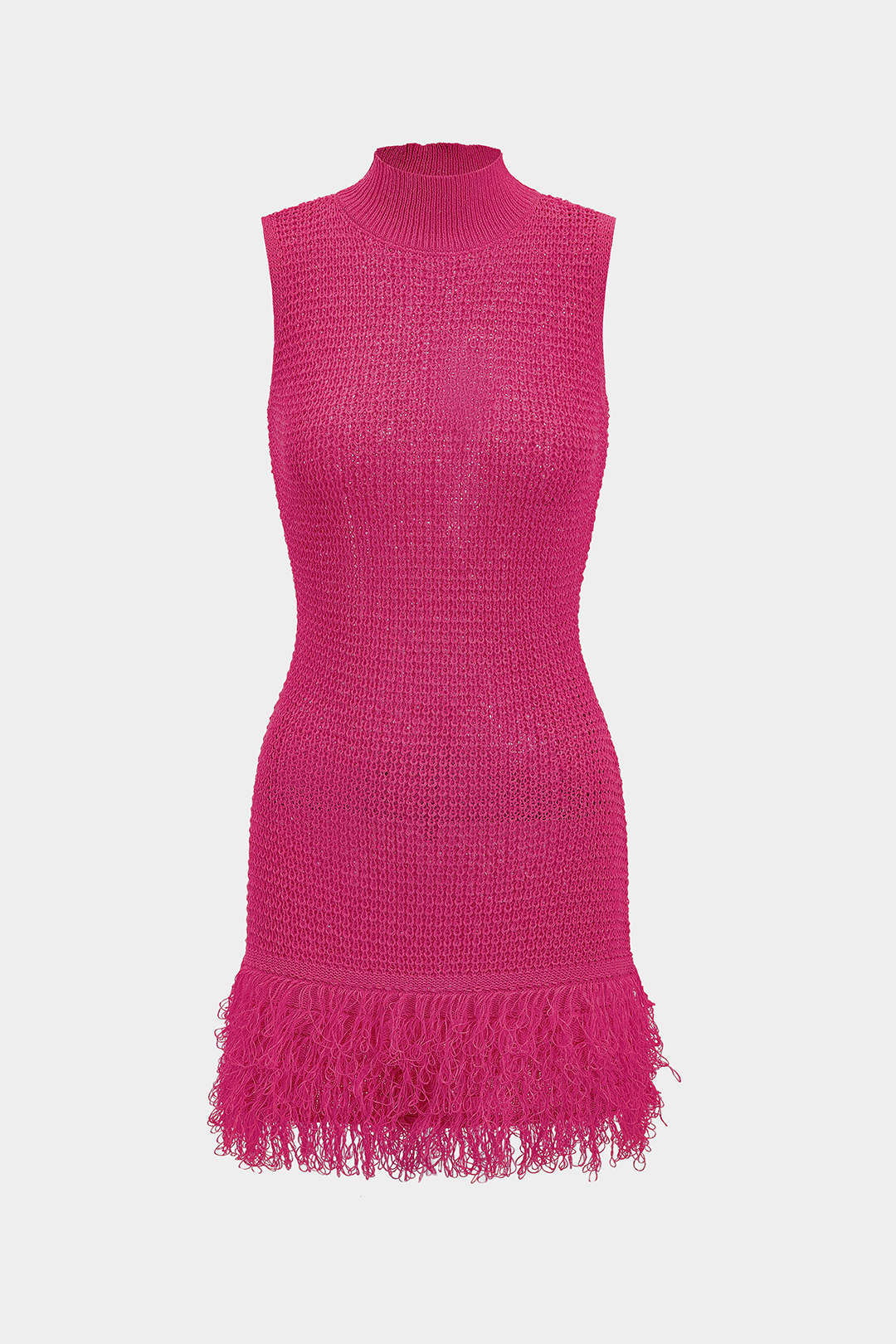 Knit Fringe Sleeveless Mini Dress - Image 13