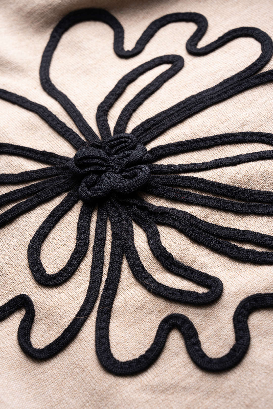 Knit Appliques Mock Neck Long Sleeve Dress - Image 4