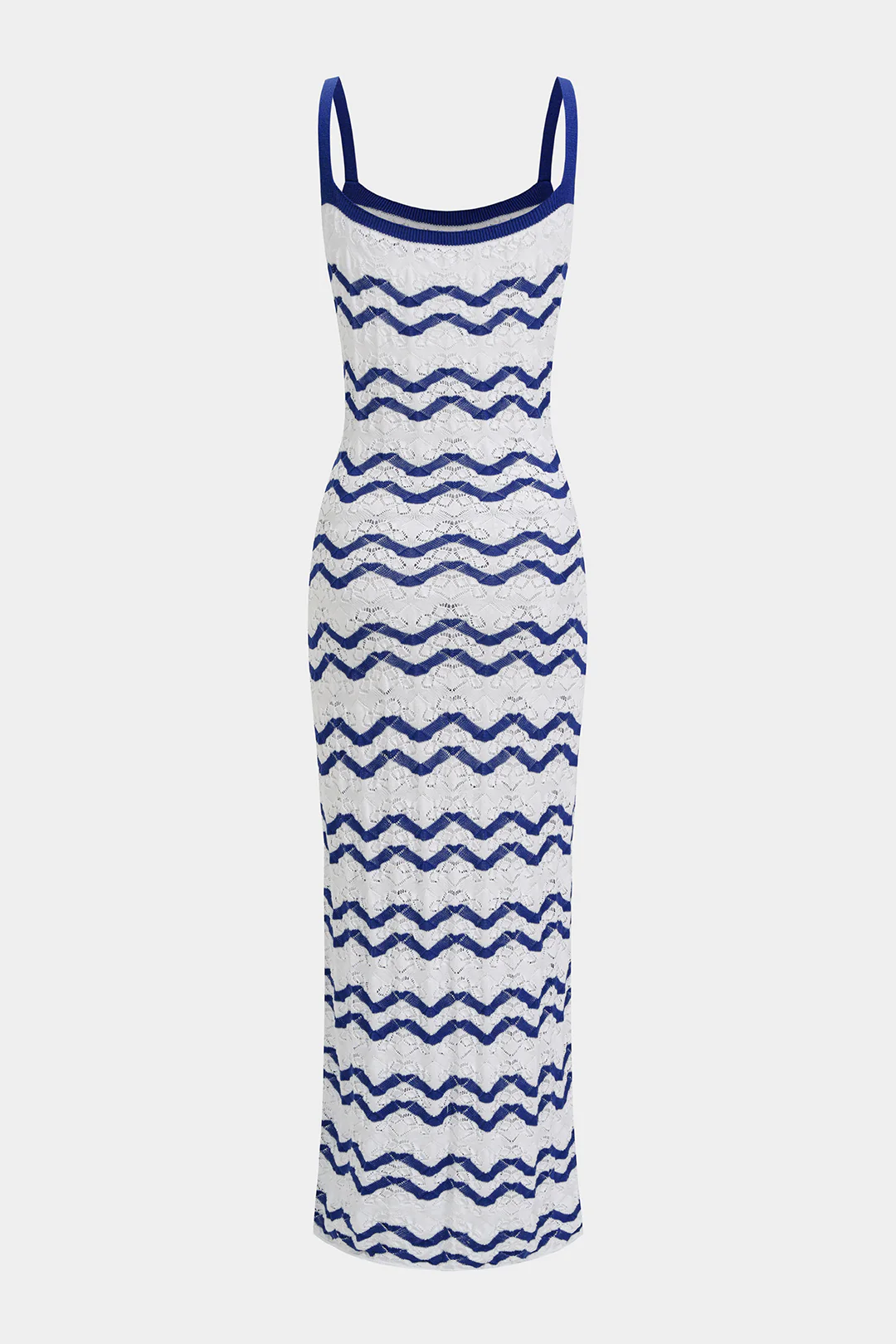 Open Knit Contrast Striped Slip Sleeveless Maxi Dress - Image 3