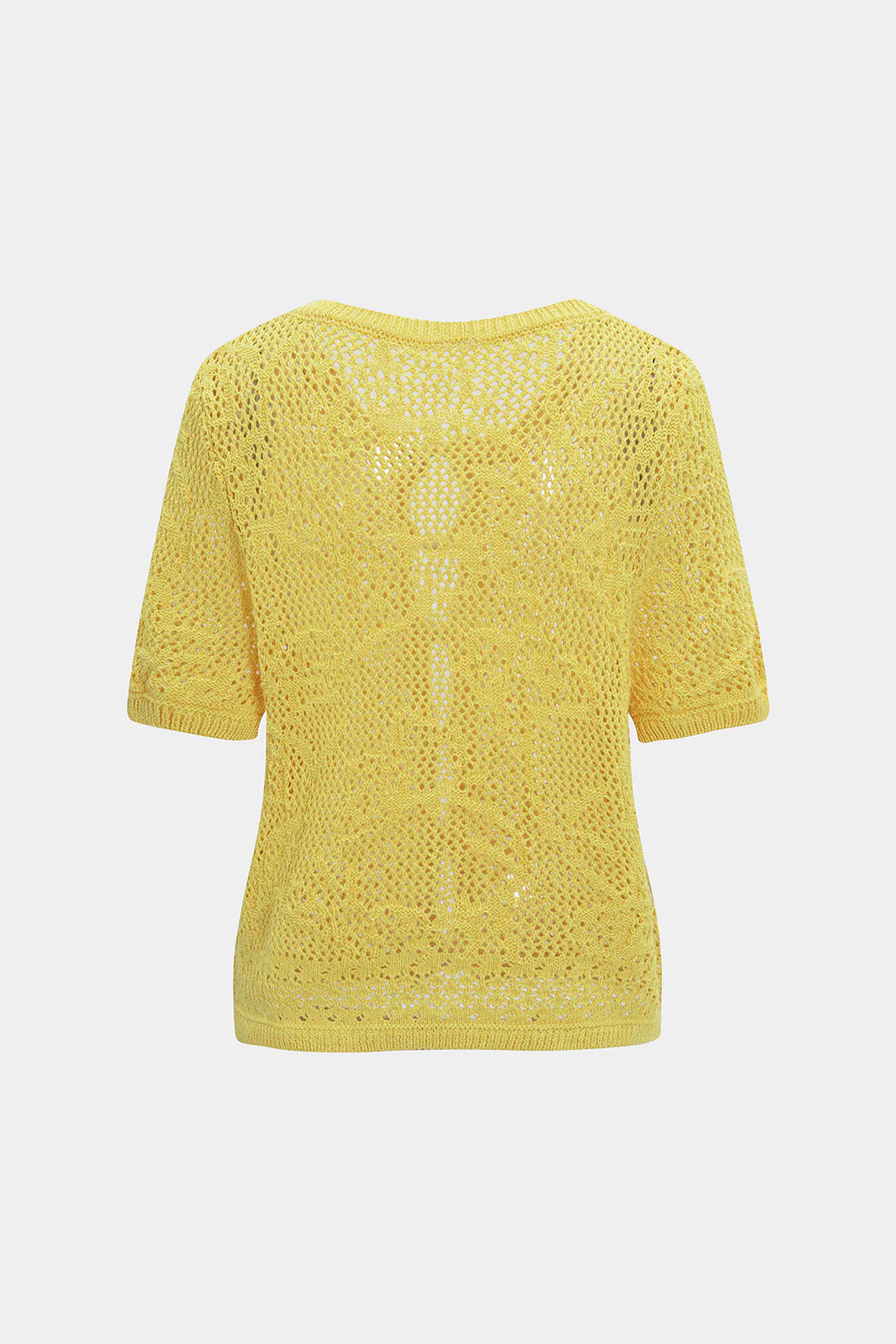 Open Knit Button Short-Sleeve Top - Image 2