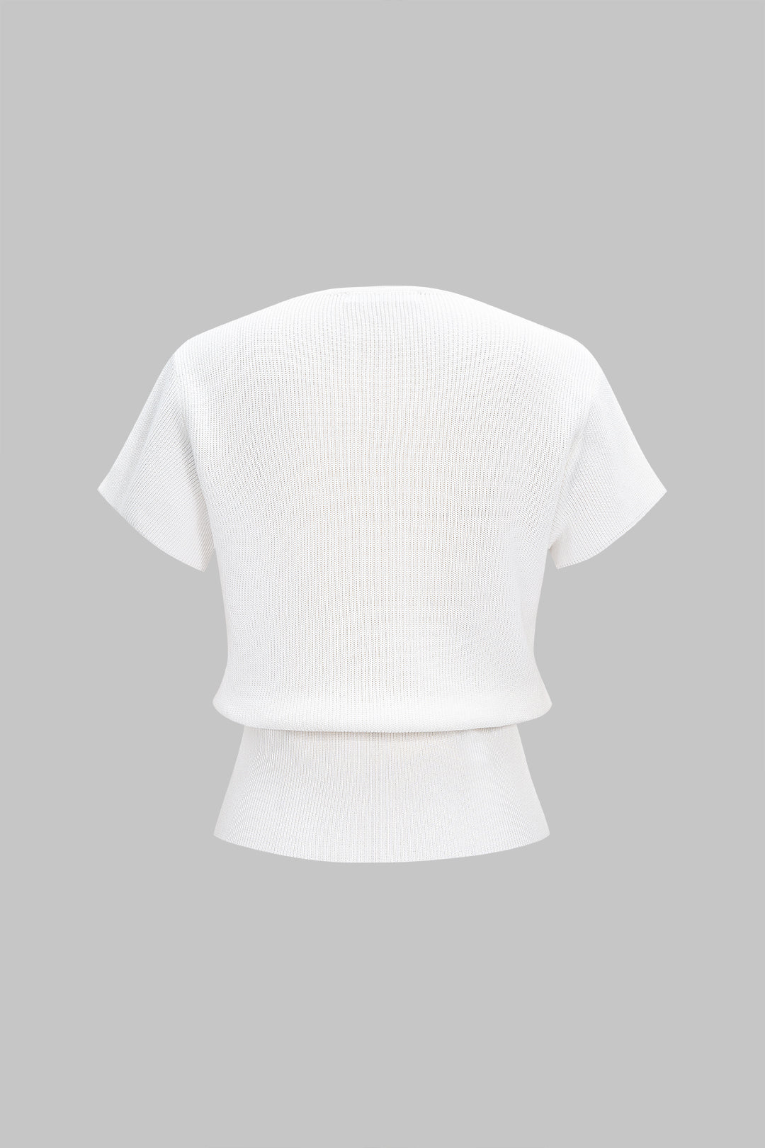 Knit Crossed V-Neck Short-Sleeve Top - Image 2