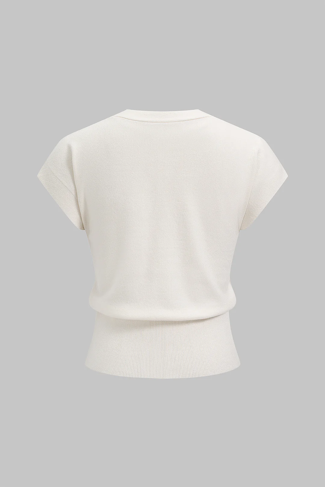 Knit V-Neck Metallic Short-Sleeve Top - Image 2