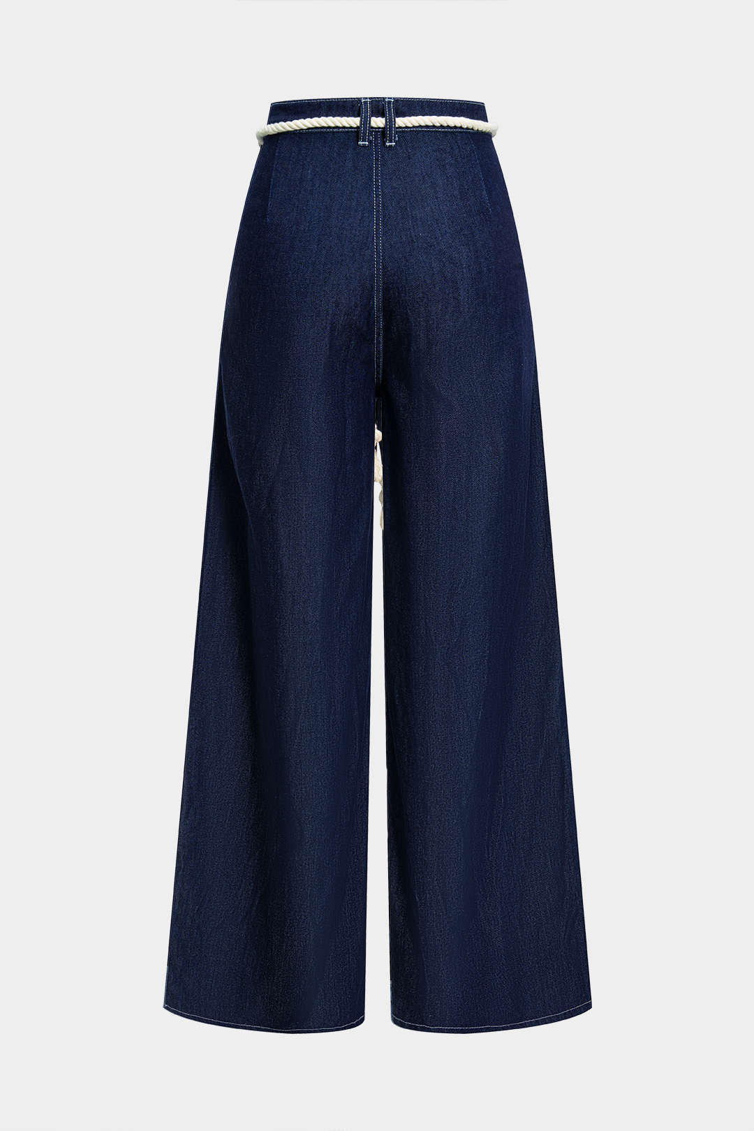 Denim Tie Front Ruched Straight Leg Jeans - Image 3