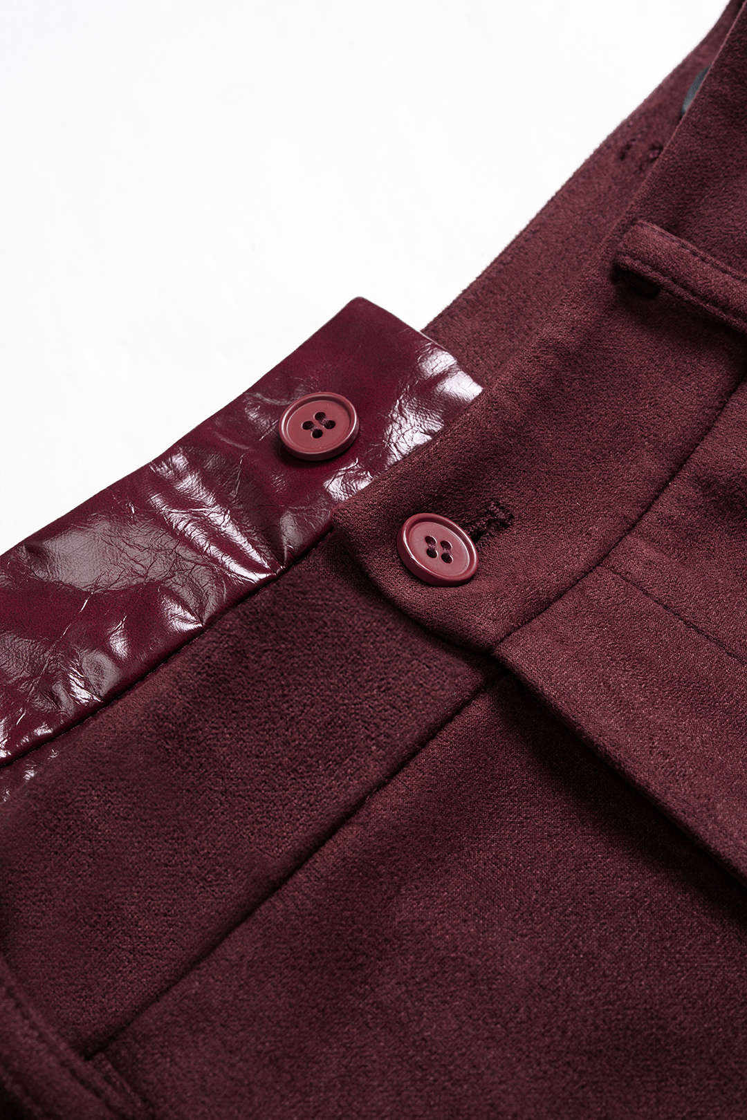 Faux Leather Suede Patchwork High Waist  Asymmetrical Pants - Image 3