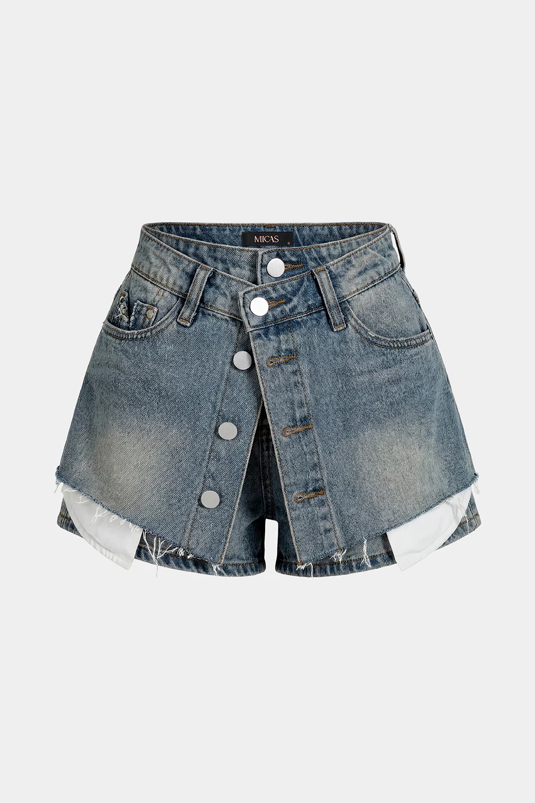 Denim Button Pocket Shorts - Image 6