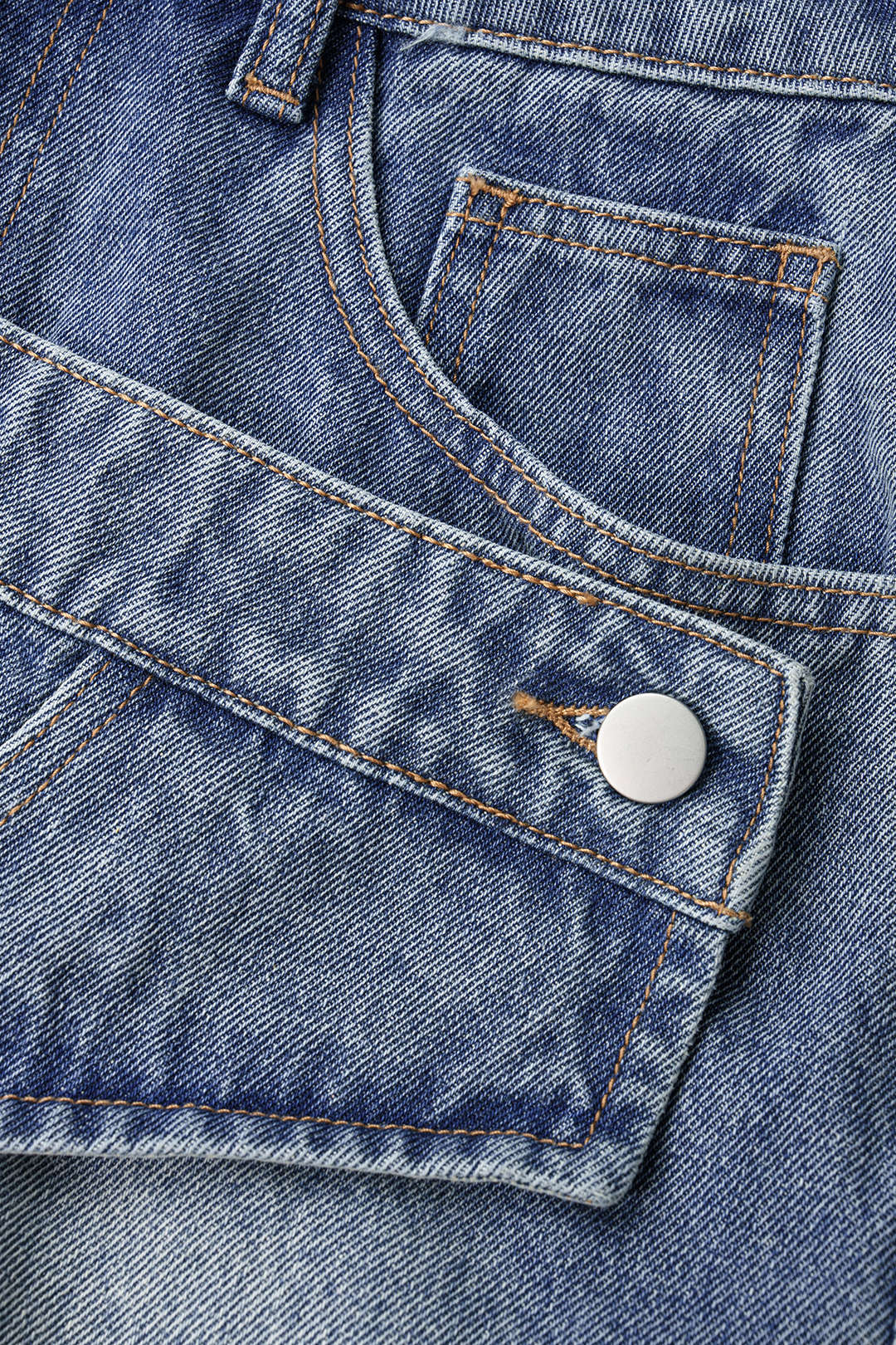 Denim Asymmetrical Frayed Skirt - Image 3