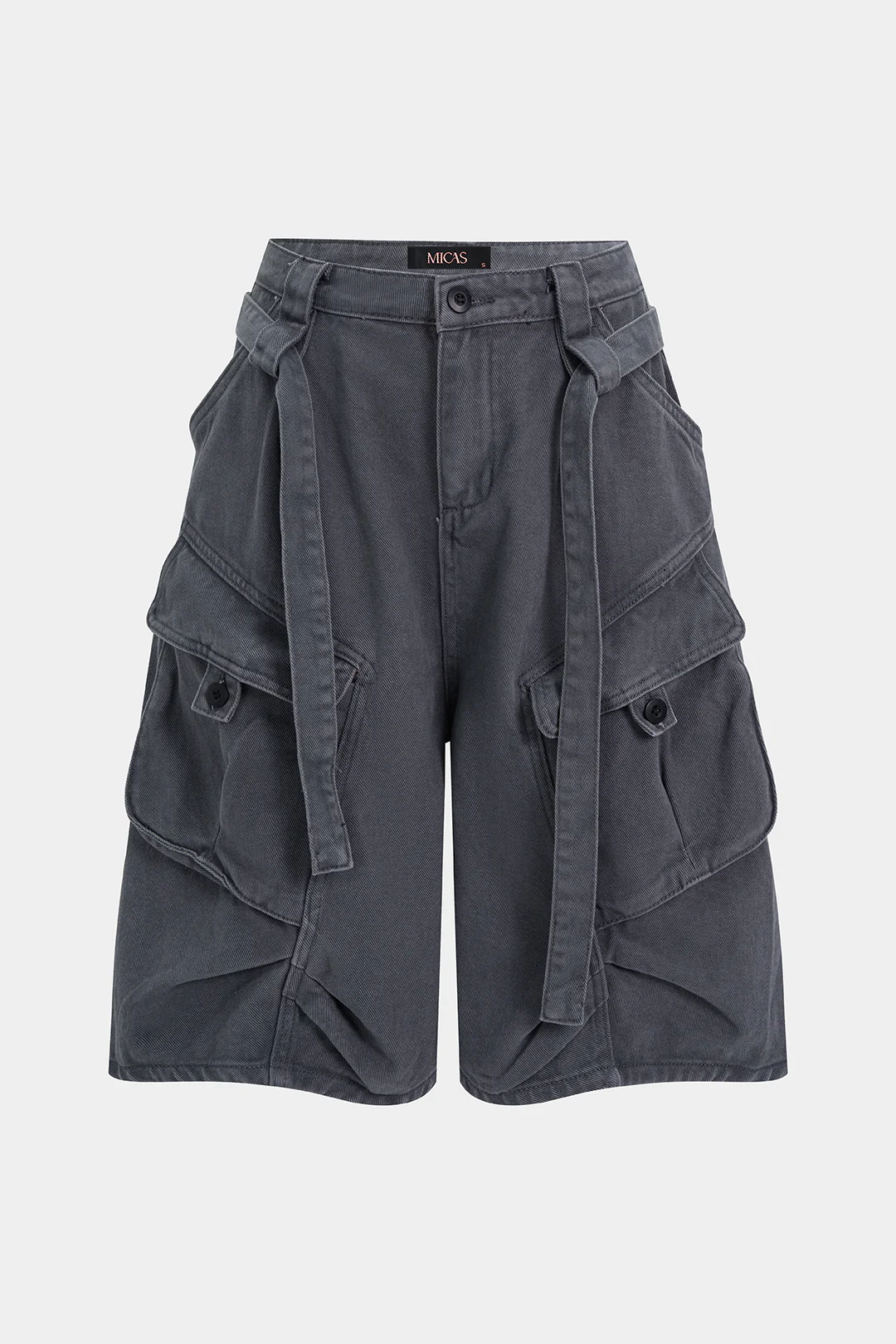 Denim Belted Pocket Shorts - Image 7