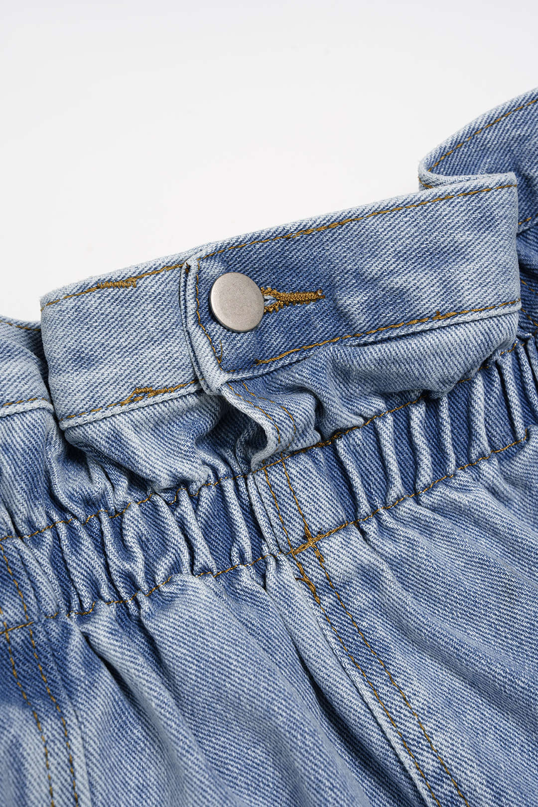 Denim Shirred Waistband Button Skirt - Image 3