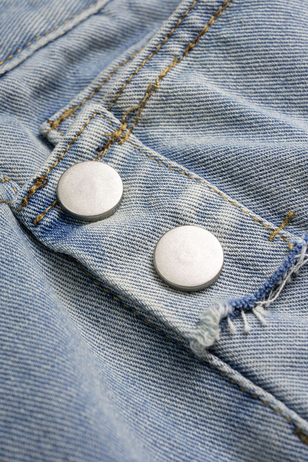 Denim Asymmetrical Frayed Shorts - Image 3