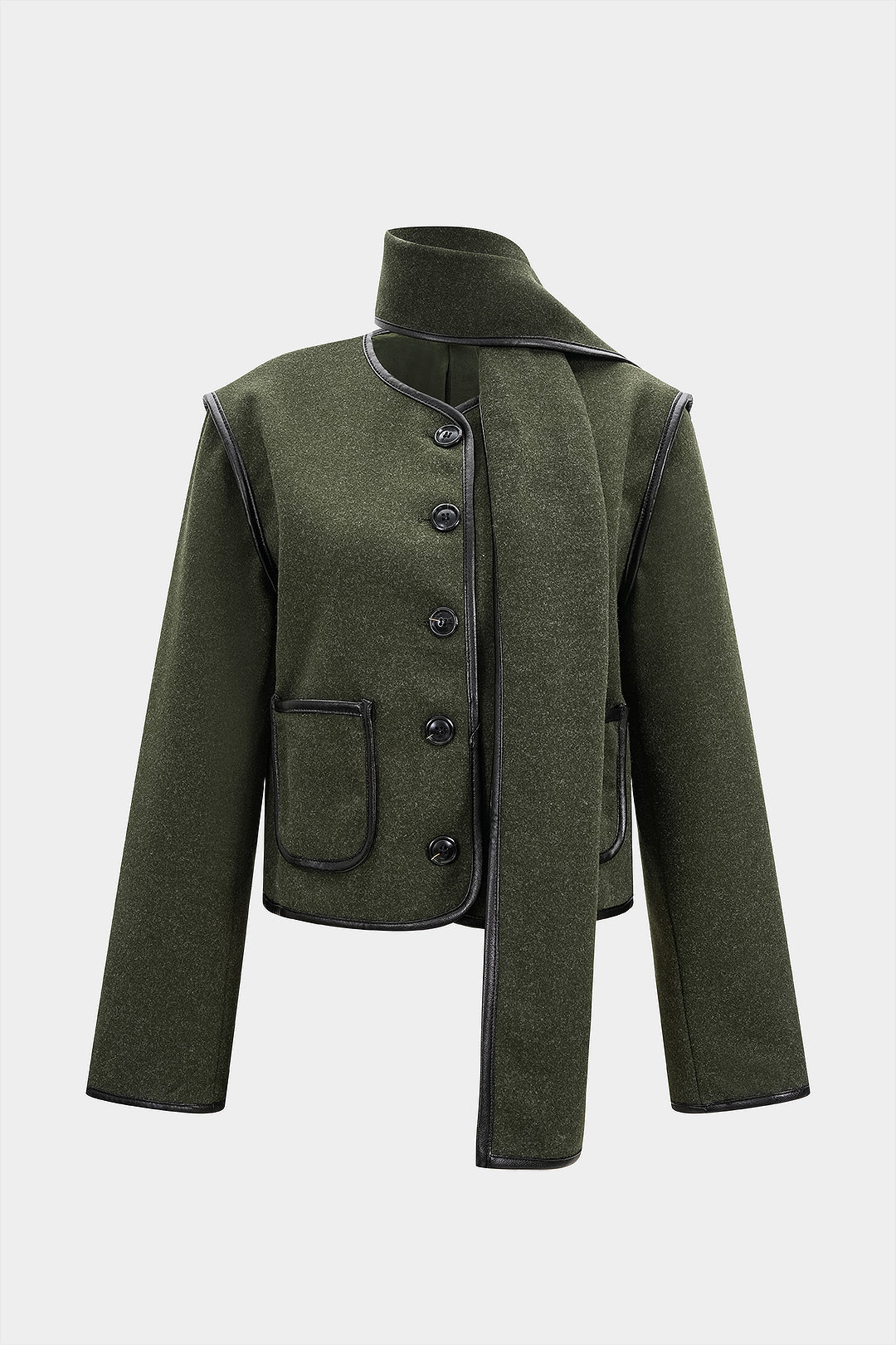Woolen Piping Scarf Coat