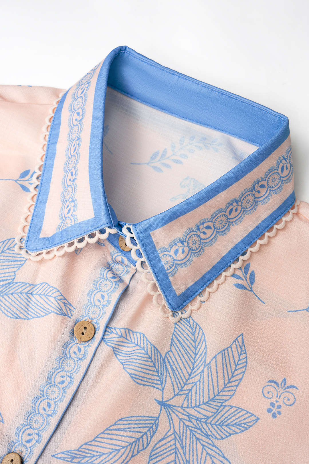 Hawaiian Pattern Leaves Print Linen Short Sleeve Top And Belted Pants Set - Image 6
