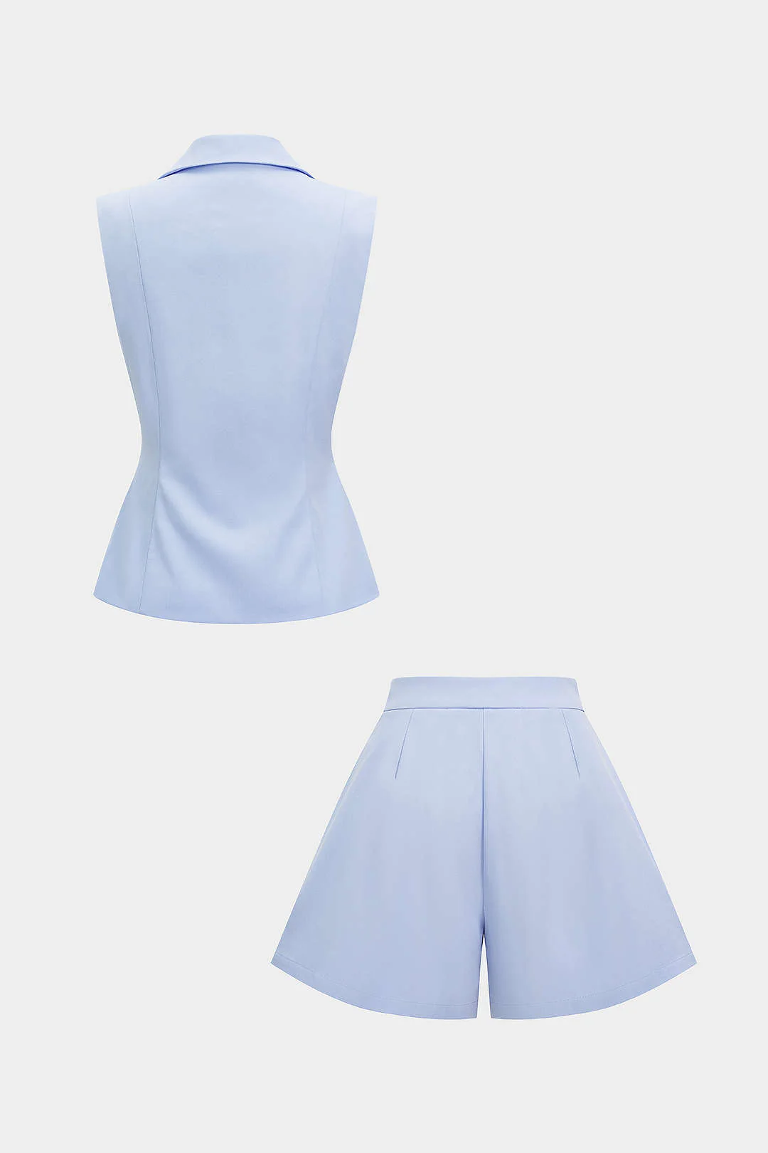 Metallic Button Vest And Pleated Wide Leg Shorts Set - Image 2