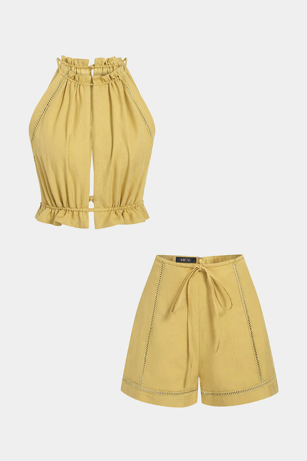 Cut Out Tie-Up Tank Top And Shorts Set - Image 2