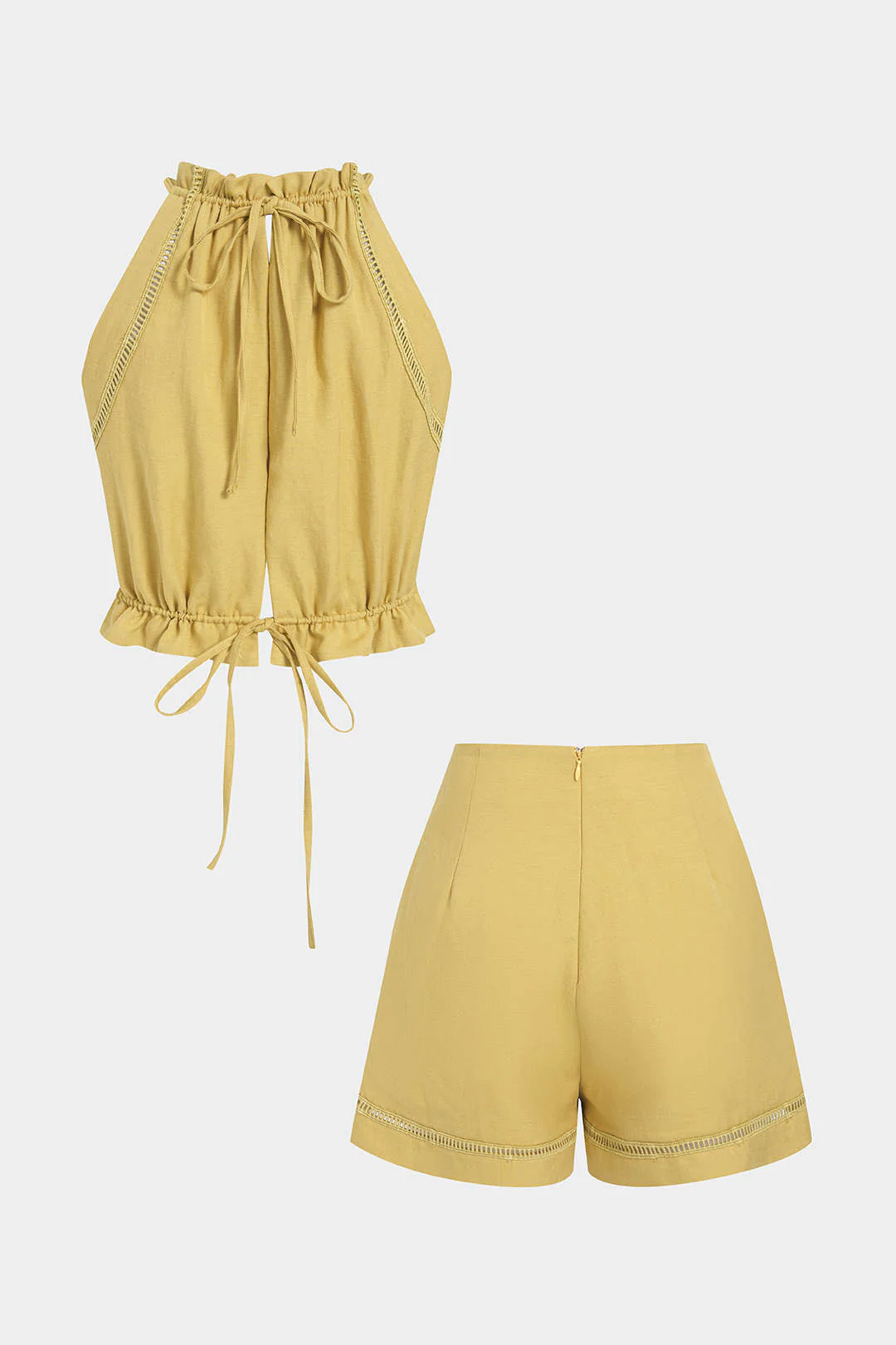 Cut Out Tie-Up Tank Top And Shorts Set - Image 3