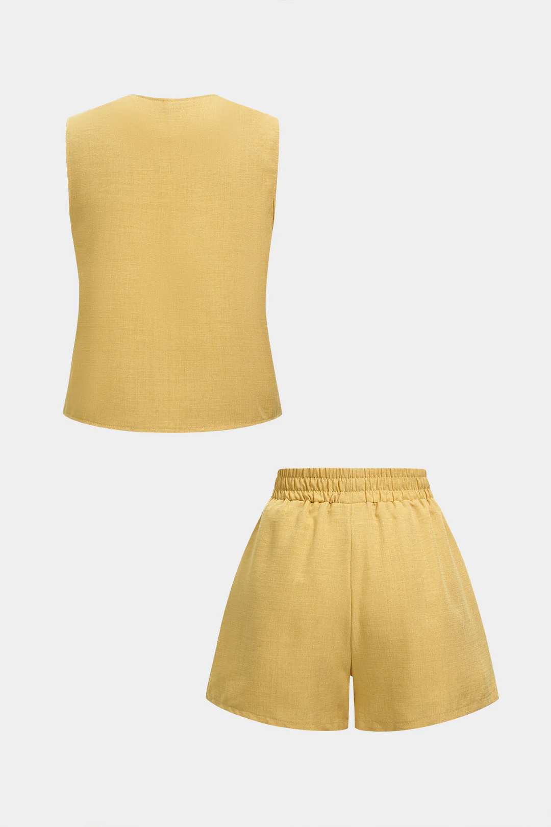 Textured V-Neck Tie-Up Tank Top And Shorts Set - Image 3