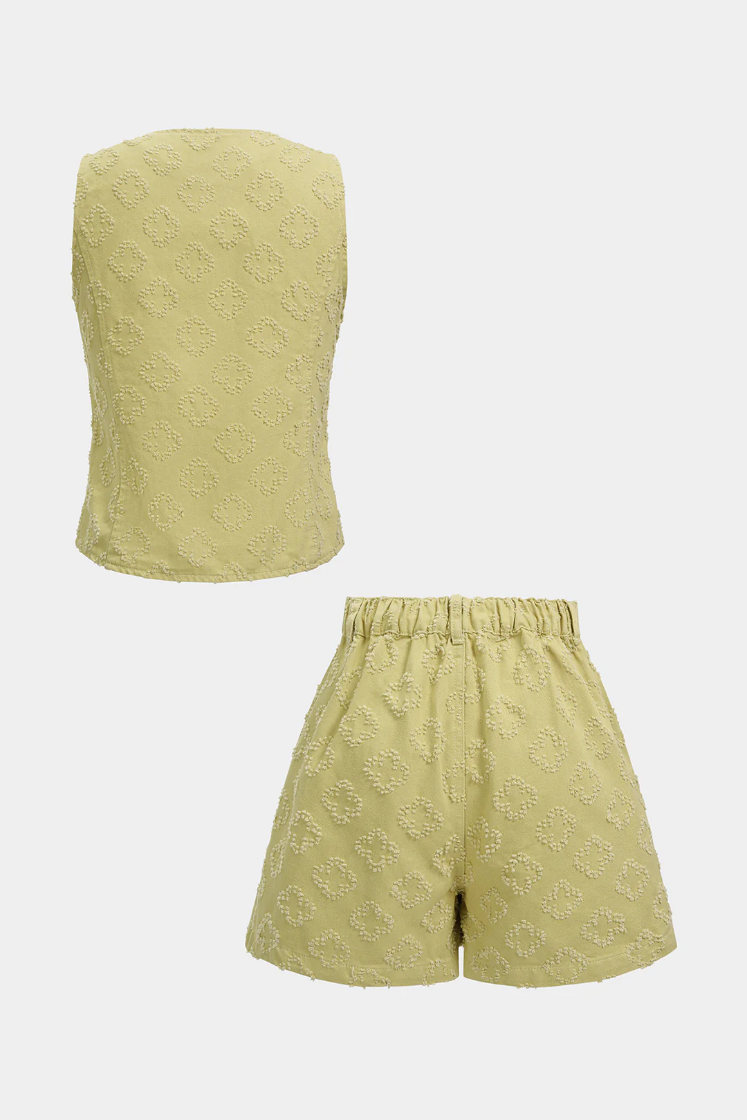 Textured Metallic Irregular Button Tank Top And High Waist Shorts Set - Image 2