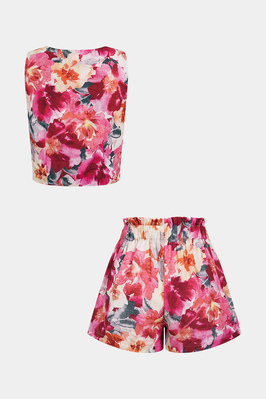 Floral Print Square Neck Tank Top And Wide Leg Shorts Set - Image 3