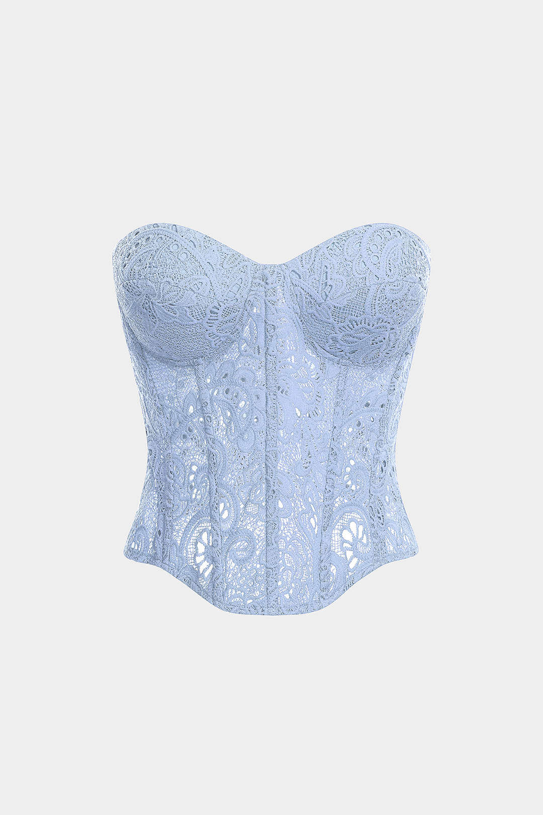 Lace Embroidery Zipper Hollow Out Tube Top - Image 6