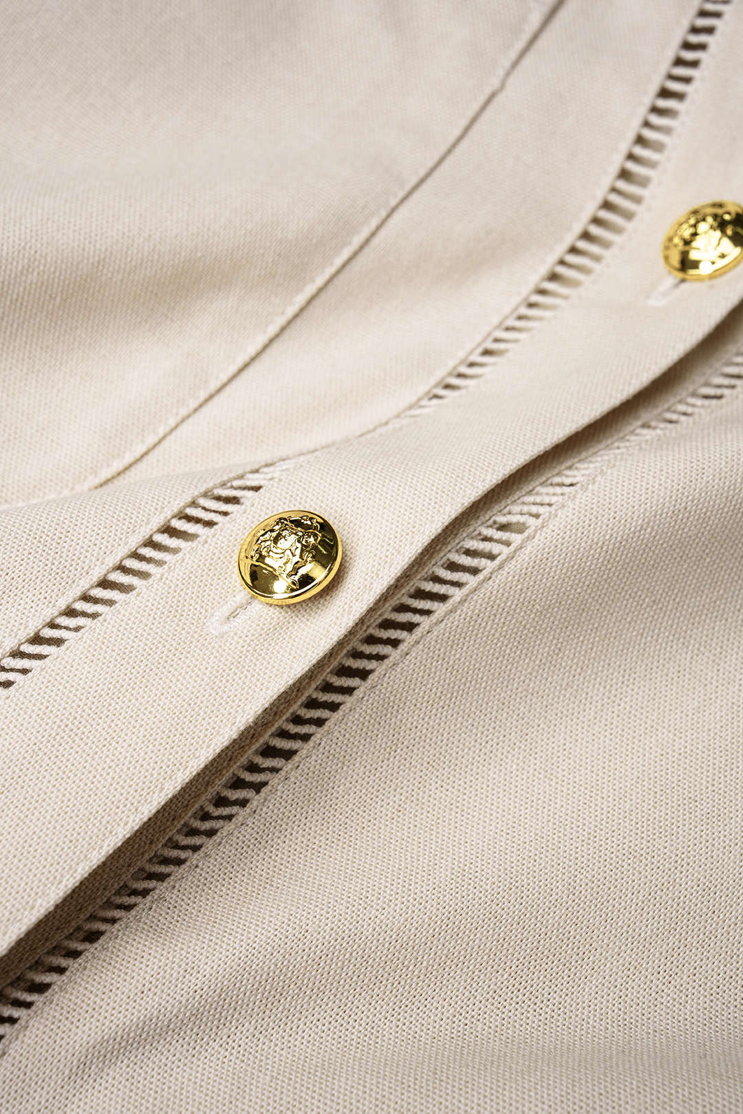 Lace Trim Cut Out Button Short Sleeve Shirt - Image 5