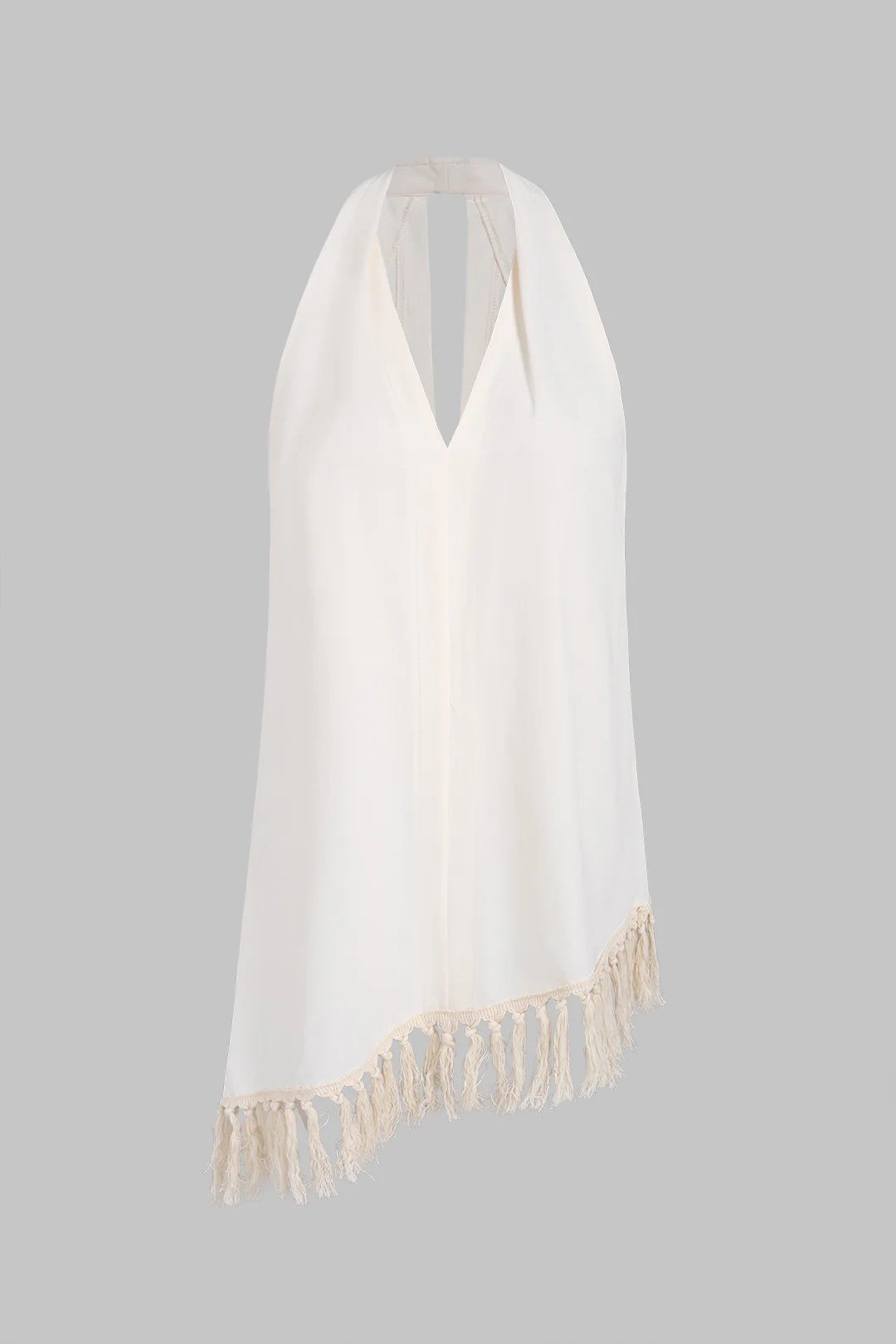 Halter V-Neck Asymmetrical Fringe Tank Top - Image 6