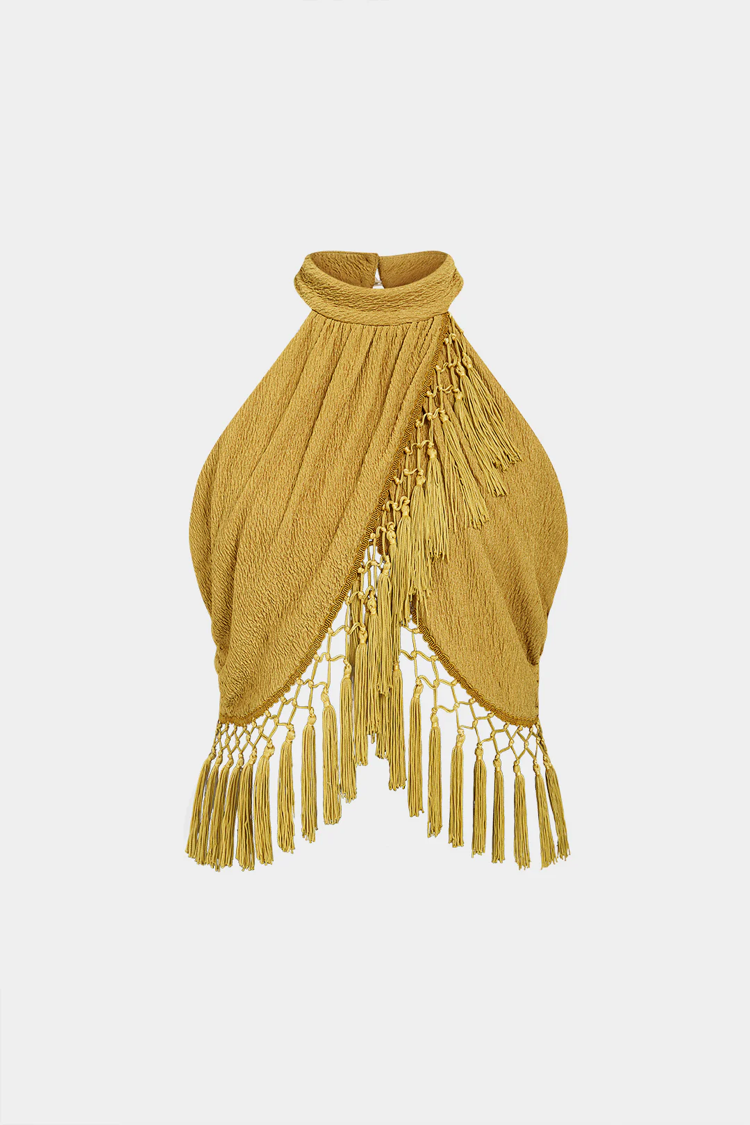 Textured Fringe Crossed Round Neck Tank Top - Image 2