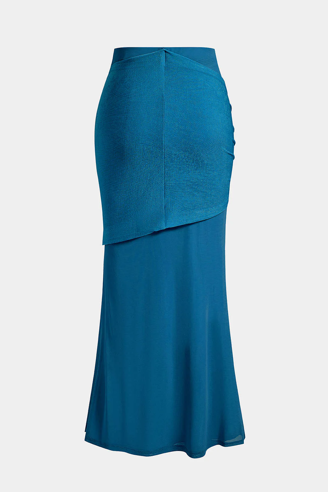 Patchwork Asymmetrical Ruched High Waist Skirt - Image 2
