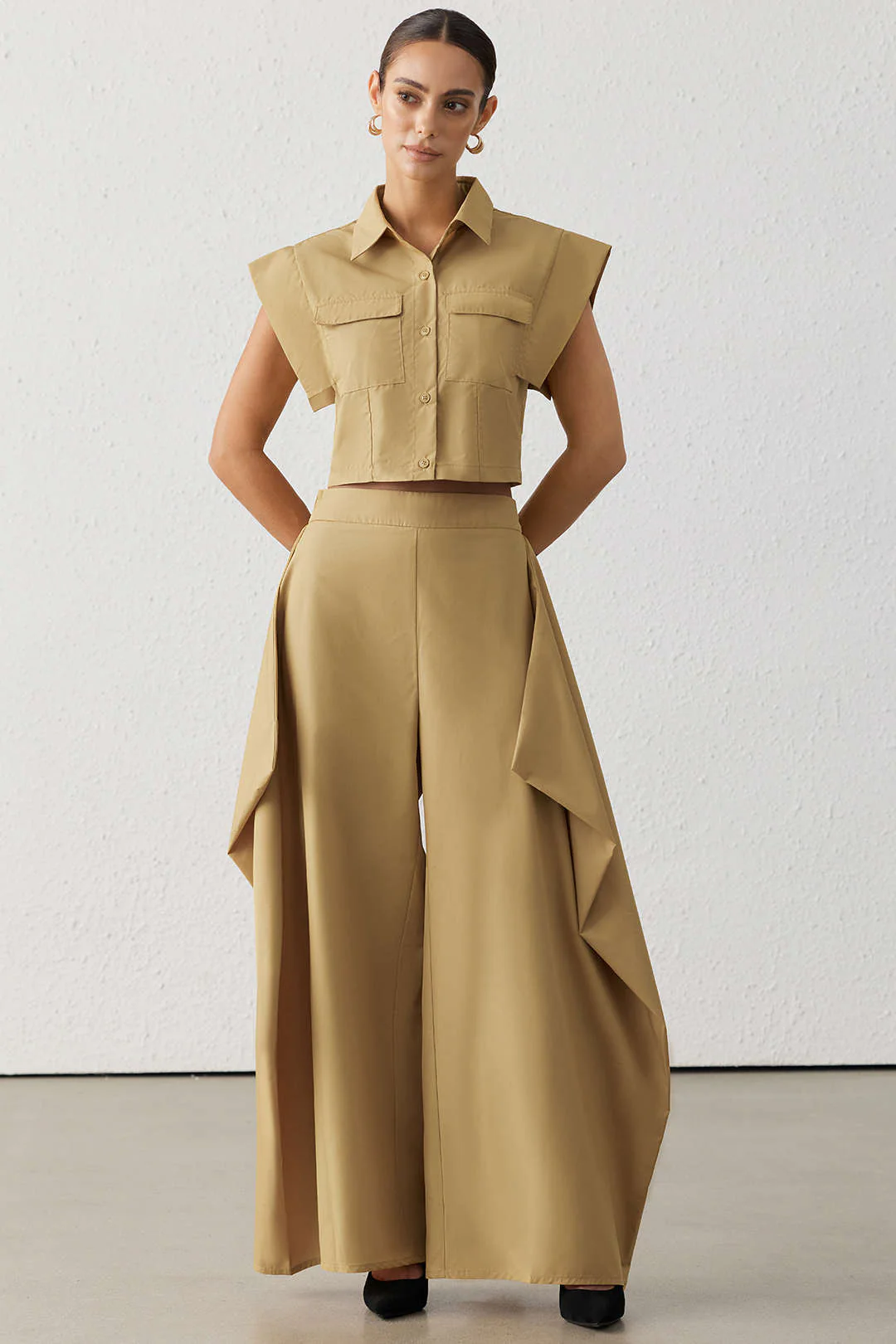 Ruffle Ruched Wide Leg Pants - Image 3