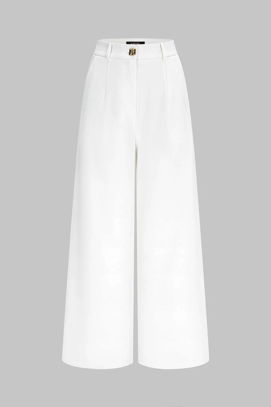 Metallic Button Wide Leg Pants