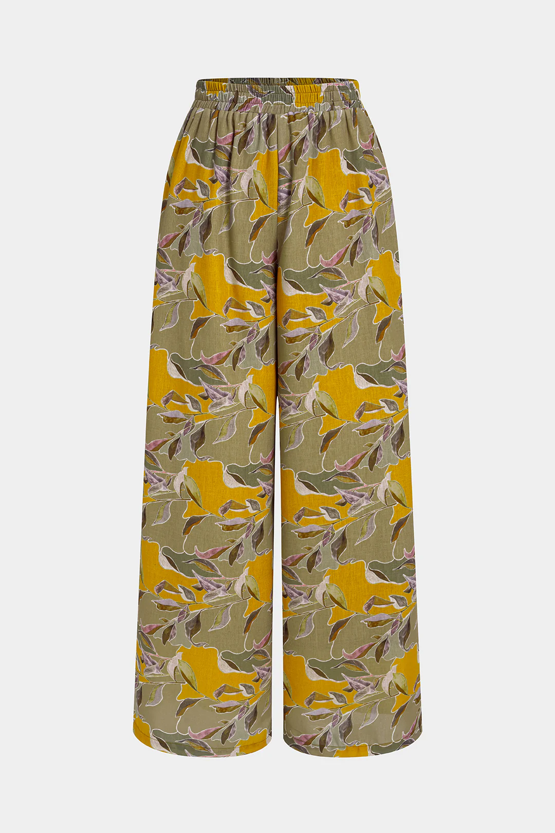 Leaves Print Wide Leg Pants - Image 5