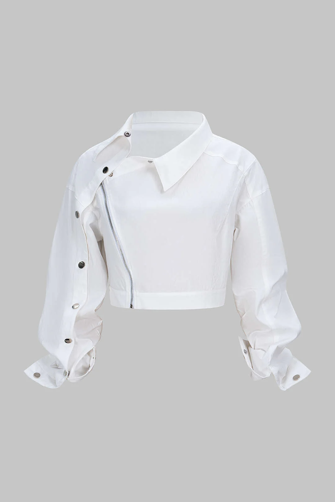 Asymmetrical Zipper Long-Sleeve Shirt