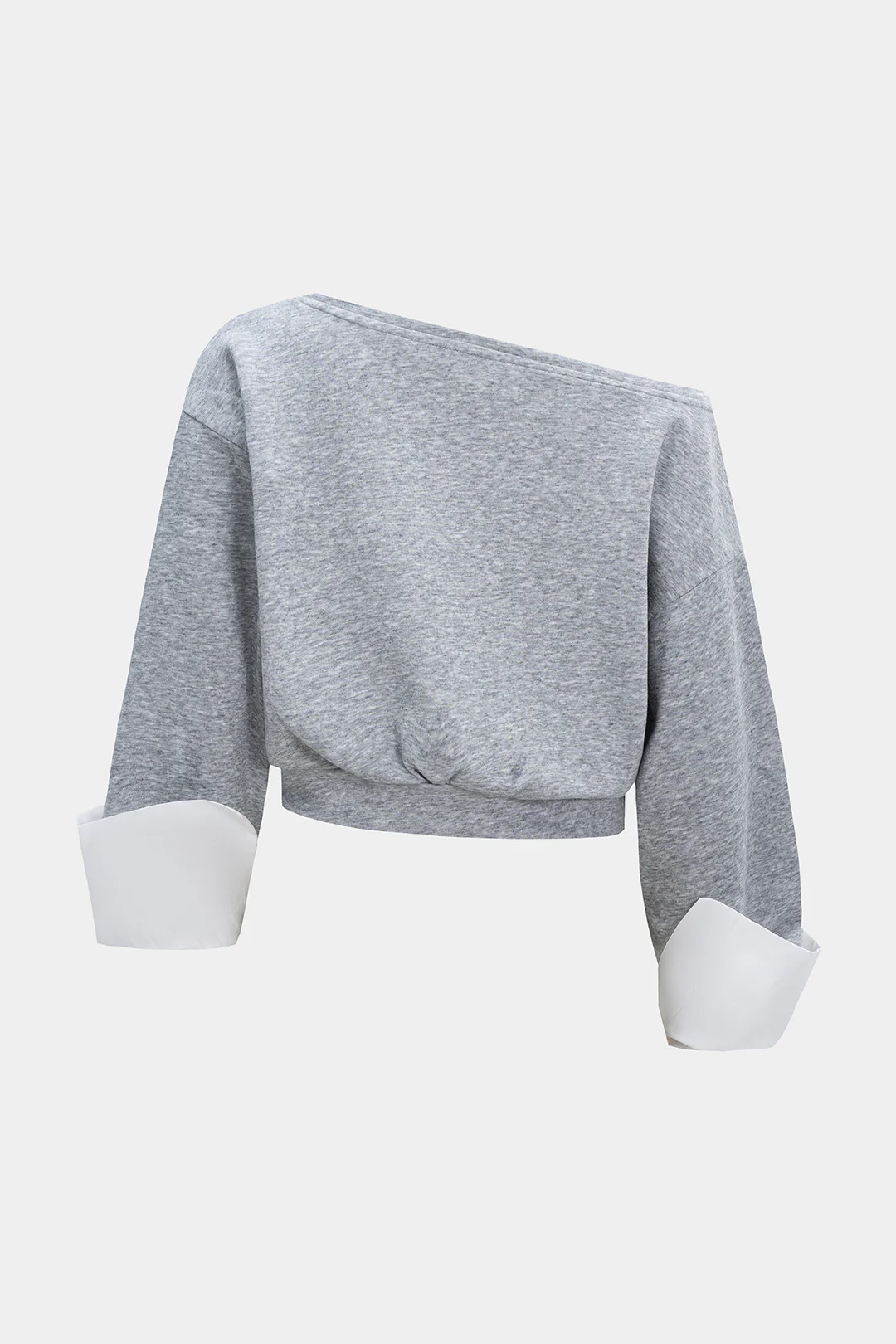Round Neck Patchwork Asymmetrical Sweatshirt - Image 2