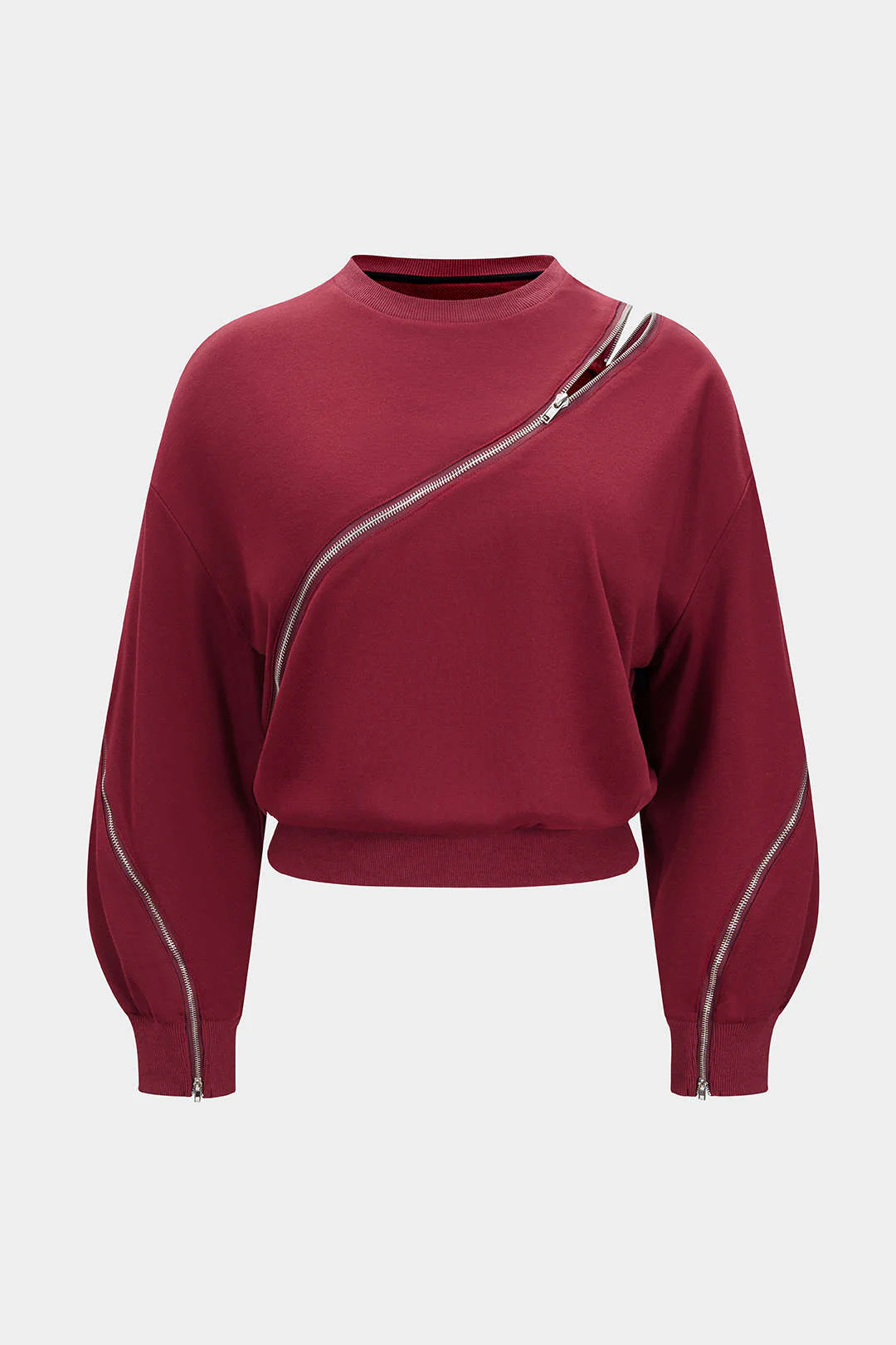Plus Size Zipper Detail Long Sleeve Sweatshirt - Image 5