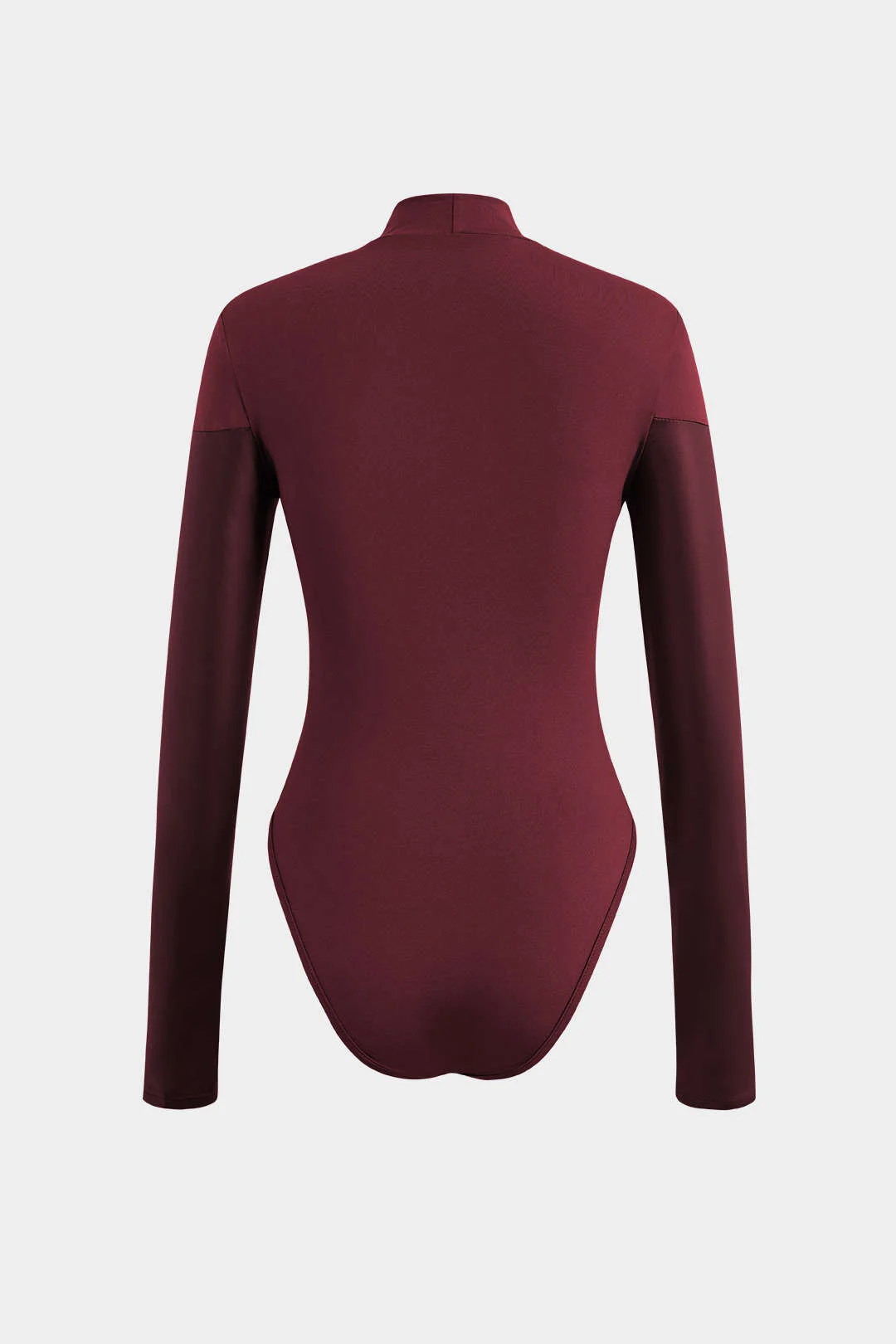 Mock Neck Faux Leather Paneled Long Sleeve Bodysuit - Image 10