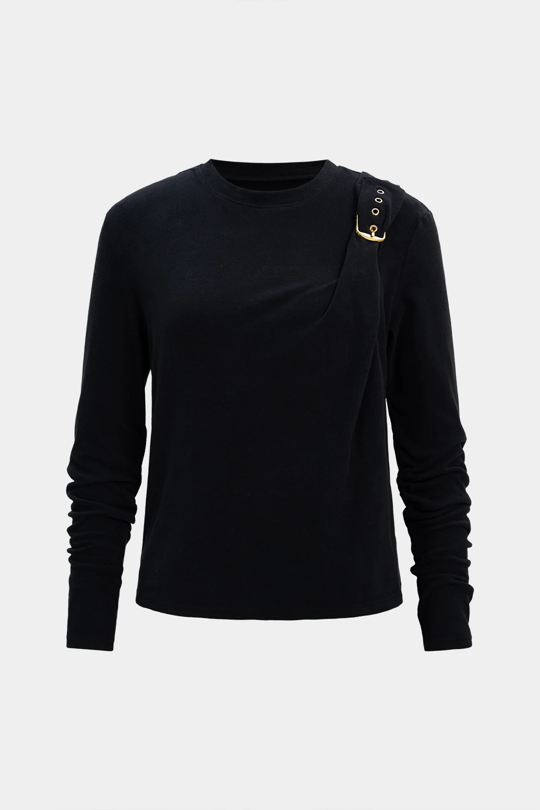 Round Neck Asymmetrical Long-Sleeve Top