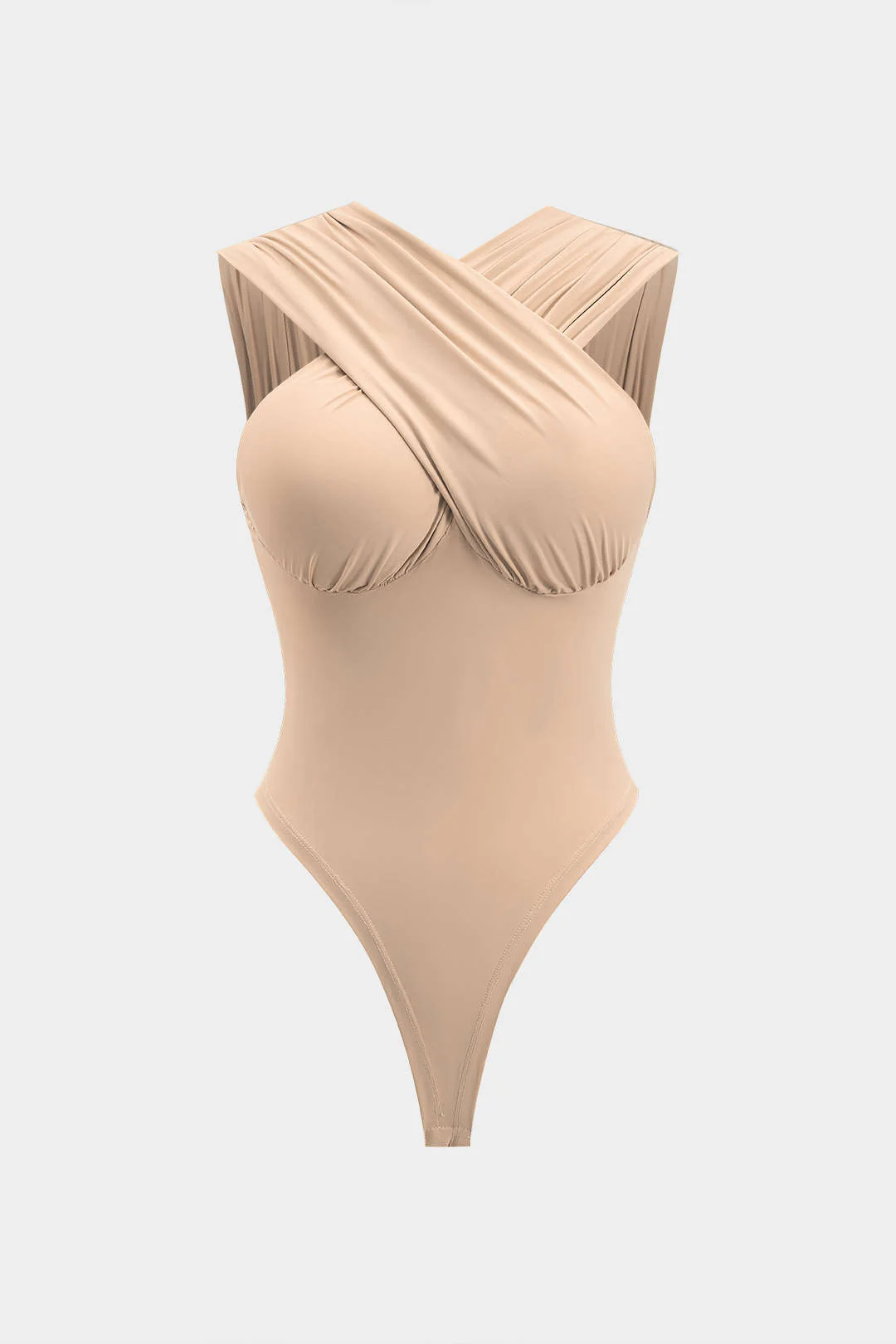 Ruched Crossed Backless Bustier Sleeveless Bodysuit - Image 10