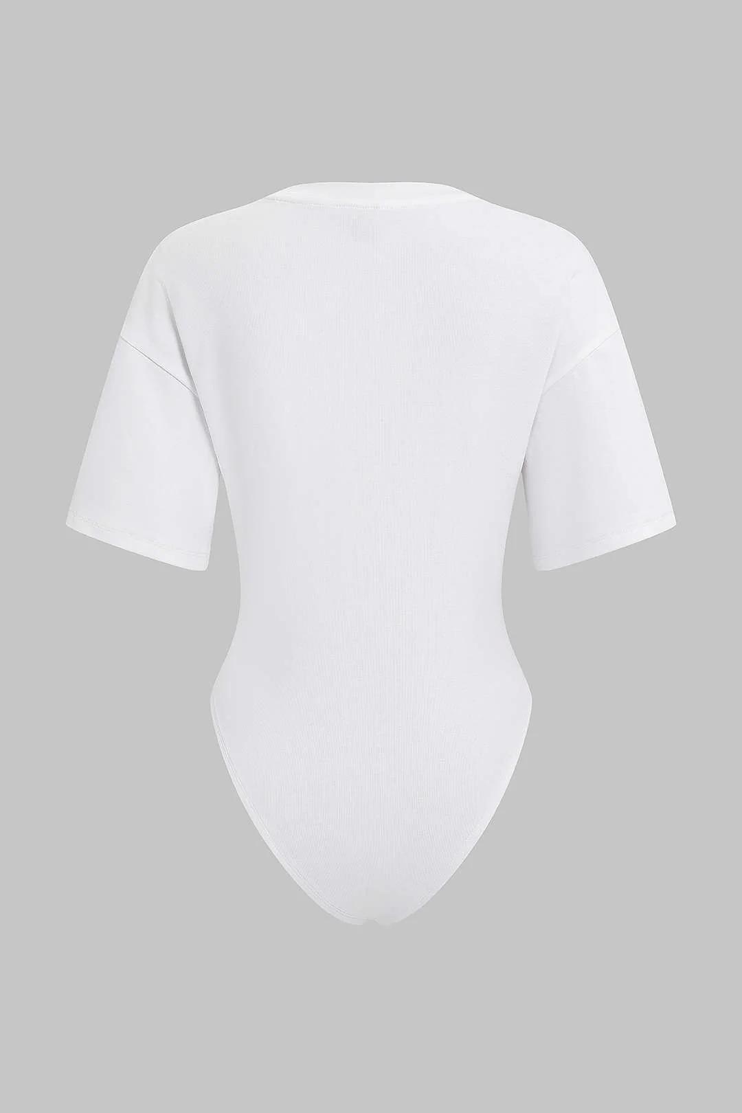 Coconut Palm Letter Print Round Neck Short Sleeve Bodysuit - Image 2