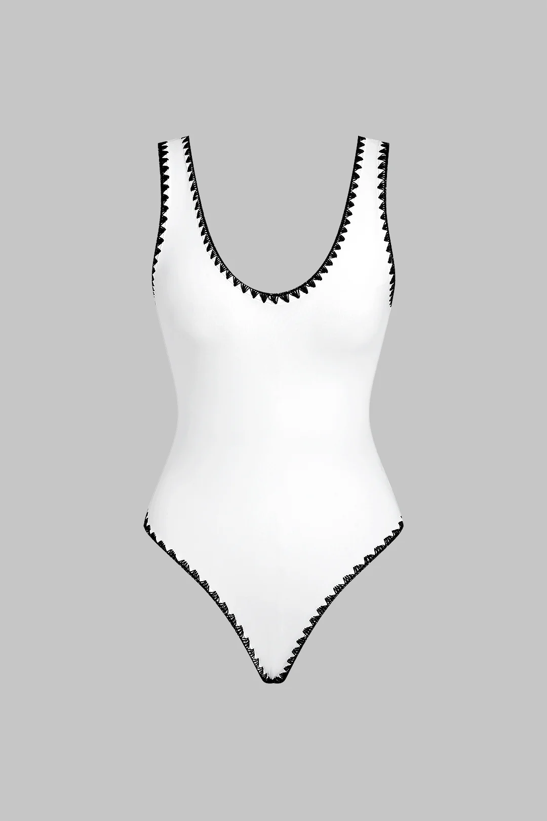 Contrast Binding Backless Sleeveless Bodysuit