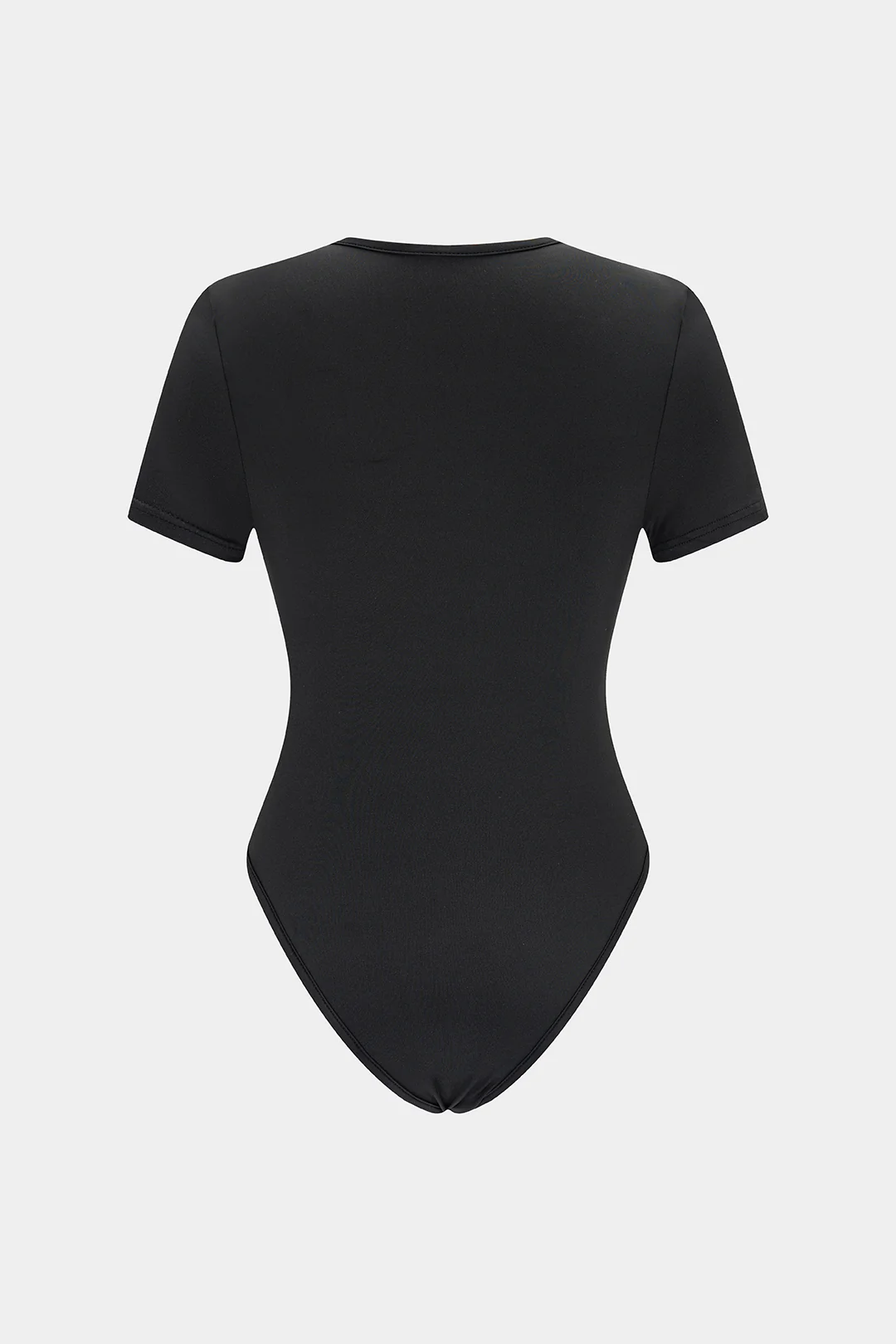 Solid Asymmetrical Twist Knit Cut Out Bodysuit - Image 2