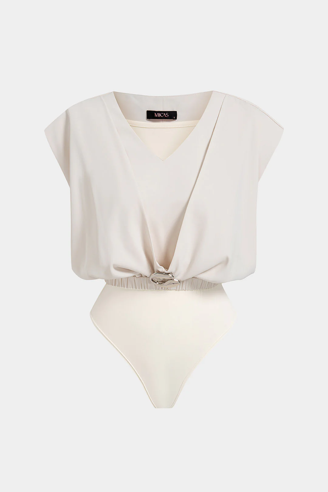 Metallic V-Neck Sleeveless Bodysuit - Image 2