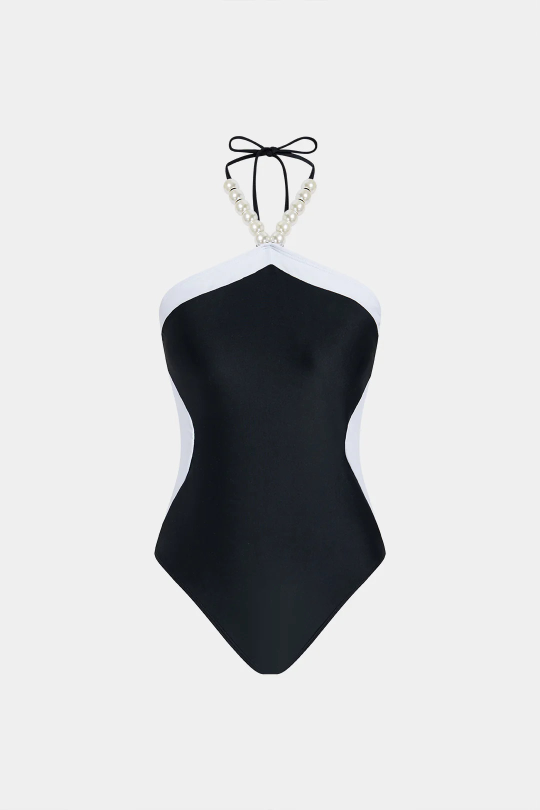Contrast Beaded Halter Neck Swimsuit - Image 2