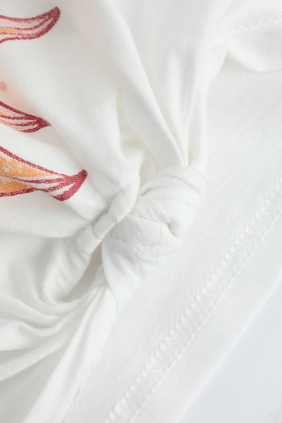 Flower Print Hem Knotted Short Sleeve T-Shirt - Image 11