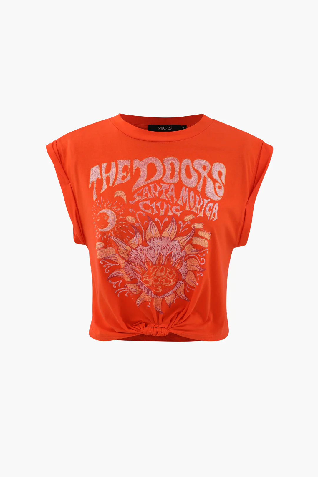 Flower Print Hem Knotted Short Sleeve T-Shirt - Image 16