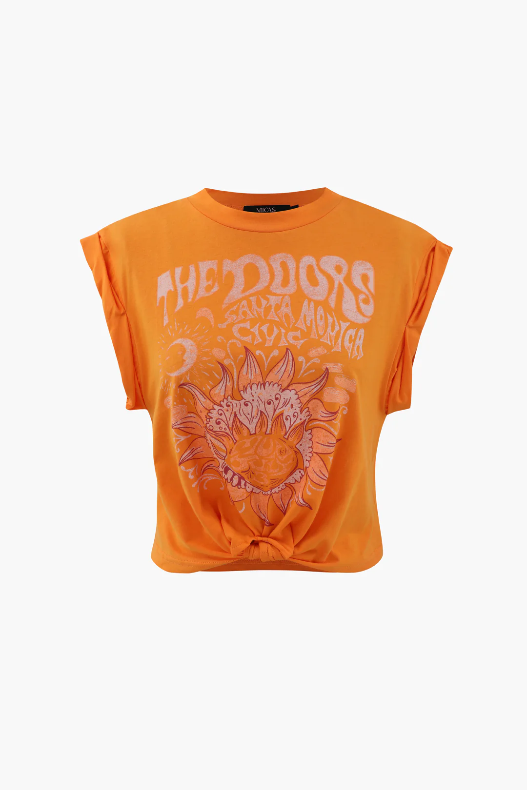 Flower Print Hem Knotted Short Sleeve T-Shirt - Image 19