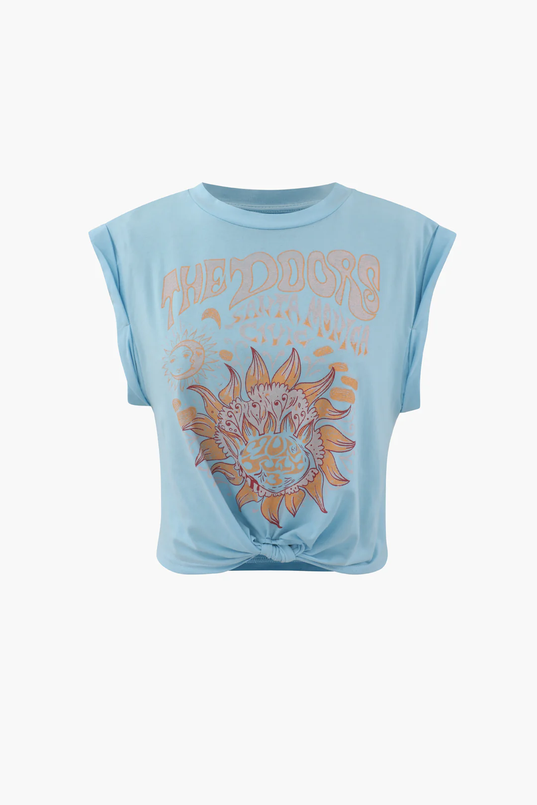 Flower Print Hem Knotted Short Sleeve T-Shirt - Image 22
